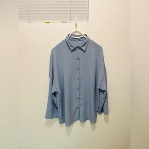 2/$20 - 3X - Blue Spring or Summer Button-Up Shirt with 3/4 length sleeves